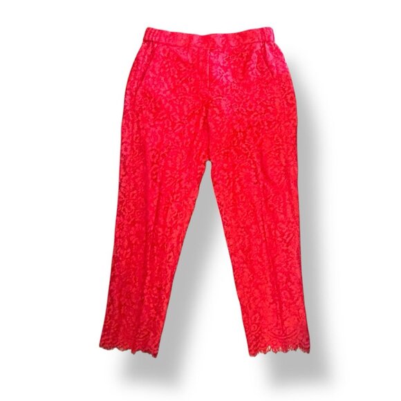 Classic Staple Red Lace Cropped Pants Scalloped Hem & Pockets, Women’s Size 6 - Picture 11 of 13